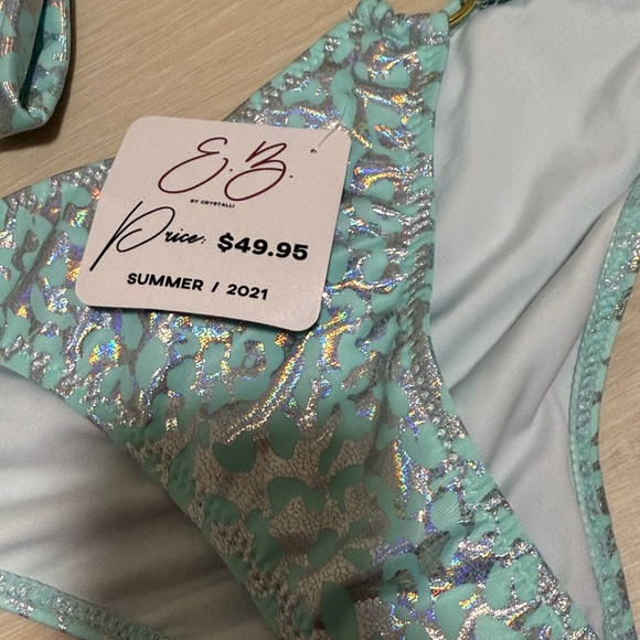 Metallic Aqua Leopard Bikini Set - Picture 3 of 7